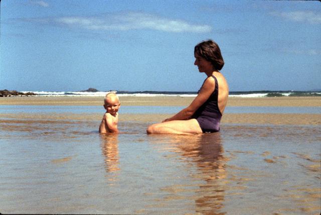 1983: Nicola and her son Peter LeFanu Lumsdaine, Australia (Crowdy Bay, NSW)