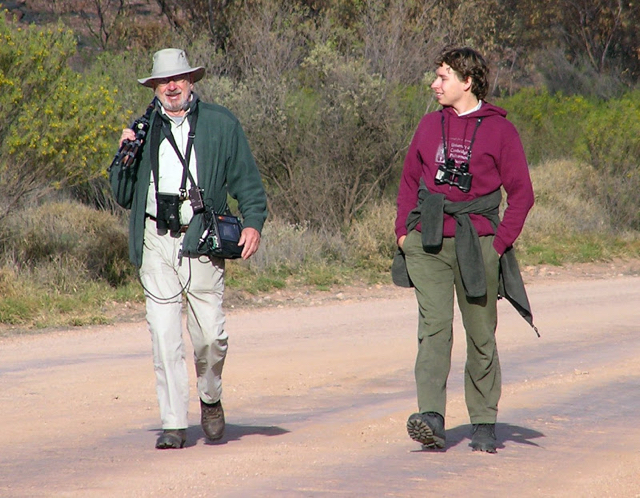 2004: David and Peter returning from a bird recording trip, Australia